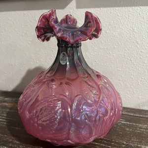 Fenton Plum Opalescent Swan Vase